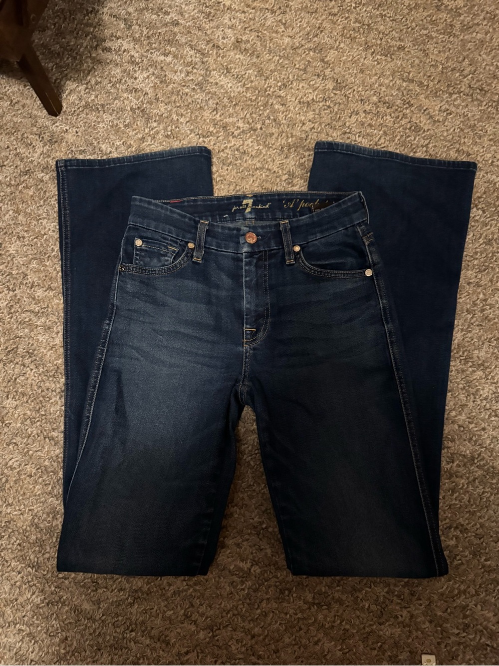 7 For All Mankind Dark Blue A Pocket Bootcut Jeans size 24